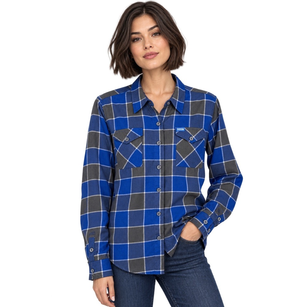 Dixxon The Layback Flannel Shirt Blue Gray Plaid Button Up Workwear Motorcycle M